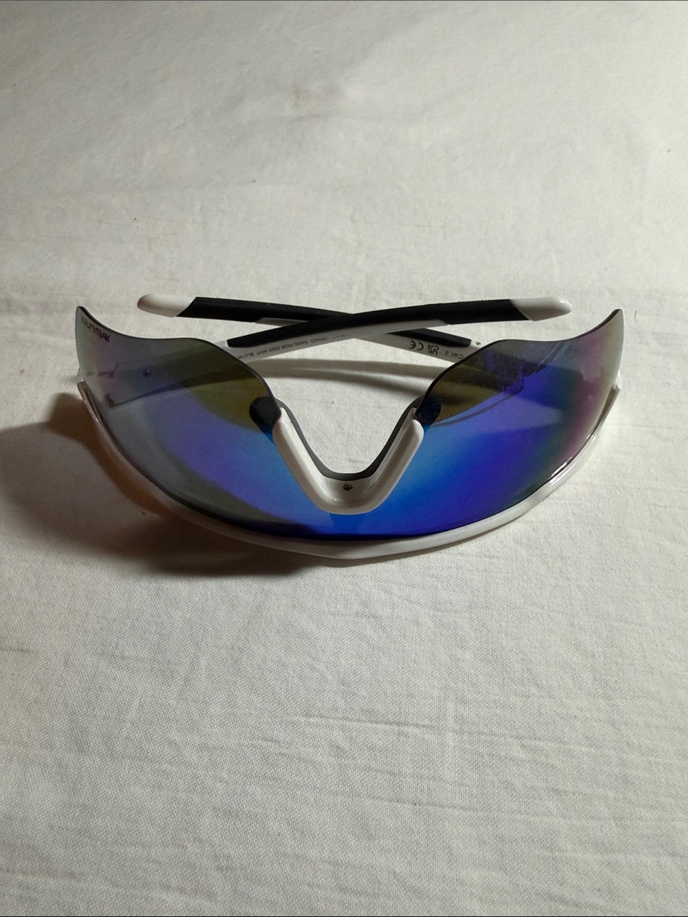 Rawlings Mirrored Blue Sports Wraparound Baseball Sunglasses - White Frame